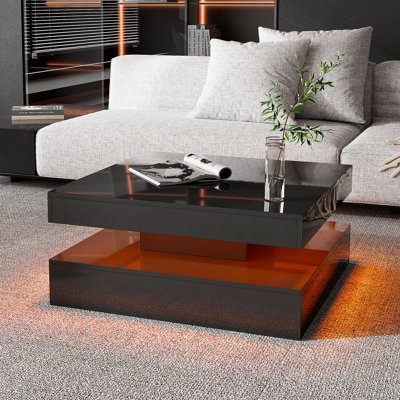 Charvez Solid Coffee Table with 16 Colors LED Lights, 78 x 78 cm