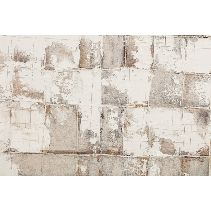 Toile peinte à la main encadrée pour présentation murale - palette de tons neutres texturés pour les décorations murales - 46 po