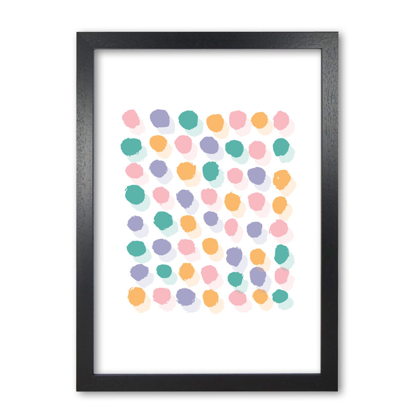 Pink Polka Dots Abstract - Print, Black Grain Frame, 42 cm H x 30 cm W x 5 cm D