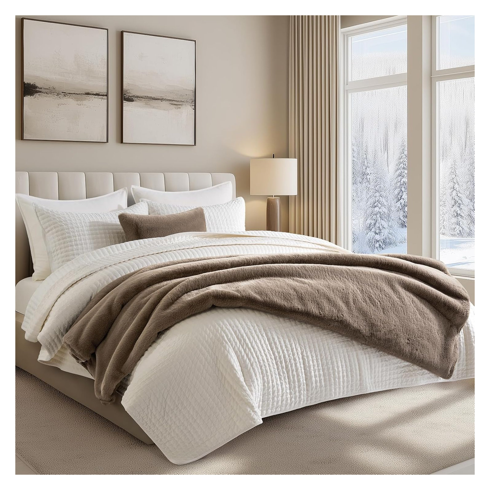 Luxury Mink Faux Fur Throw Blanket, 50" W x 60" L, Dark Brown