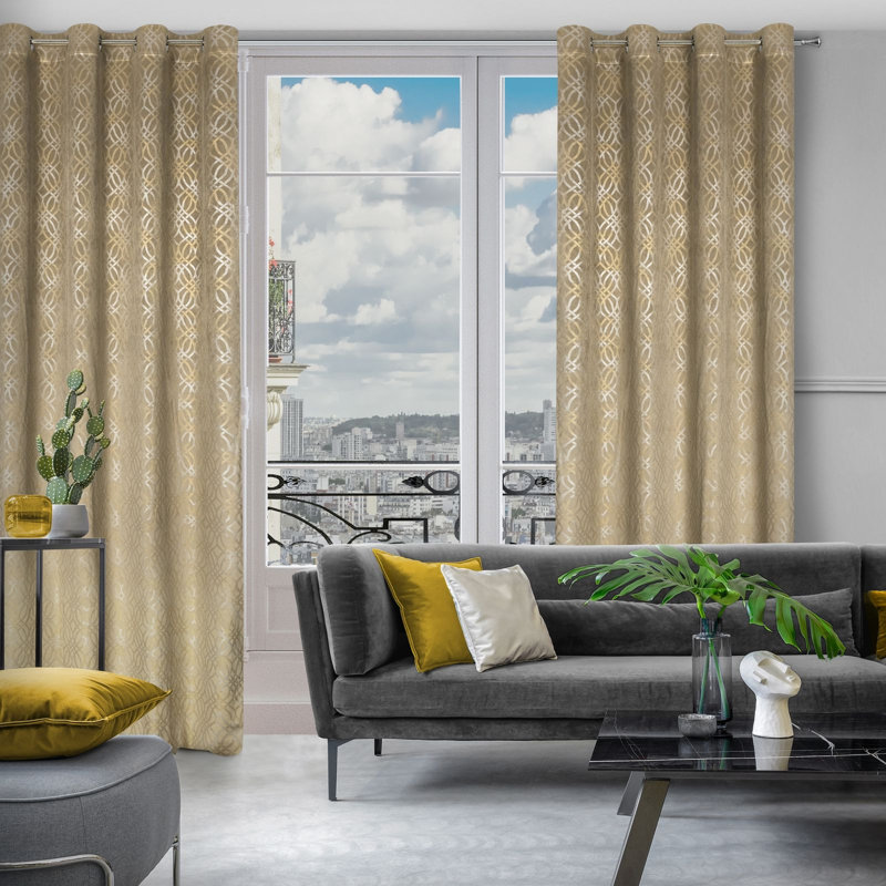 Aanik Blackout Curtains Single Panel, Beige