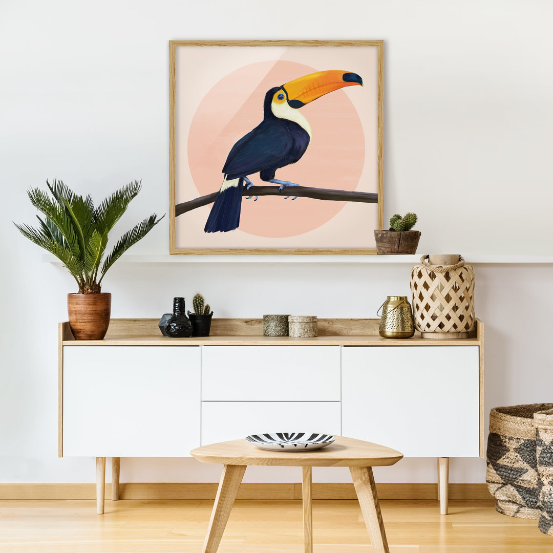 Gerahmtes Plakat-Illustrations-Vogel-Tukan-Pastell