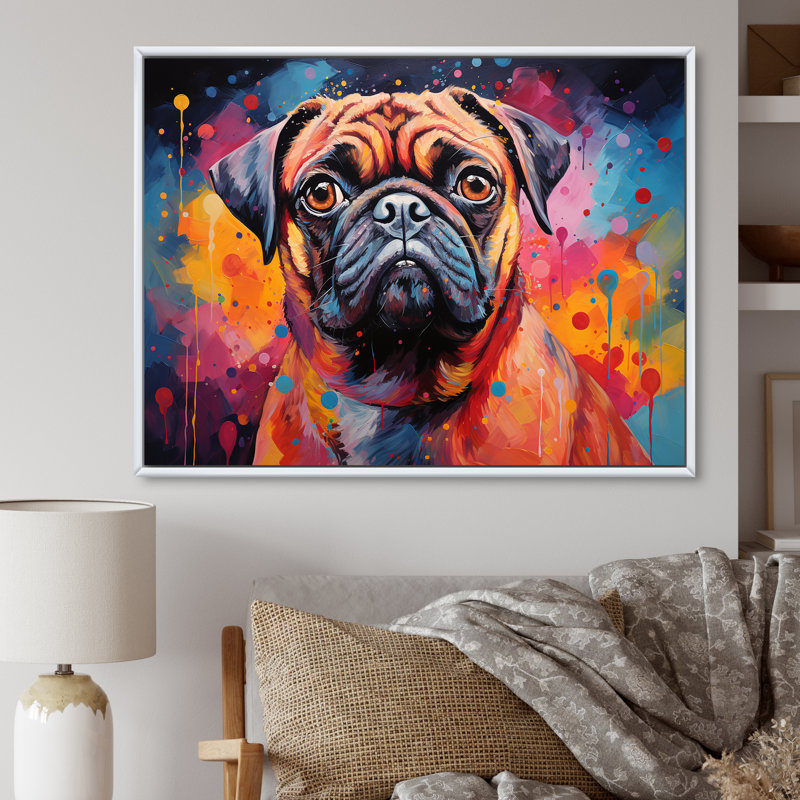 Popart carlin parade sur toile, H 16 po x l 32 po x P 1 po, Cadre flottant blanc