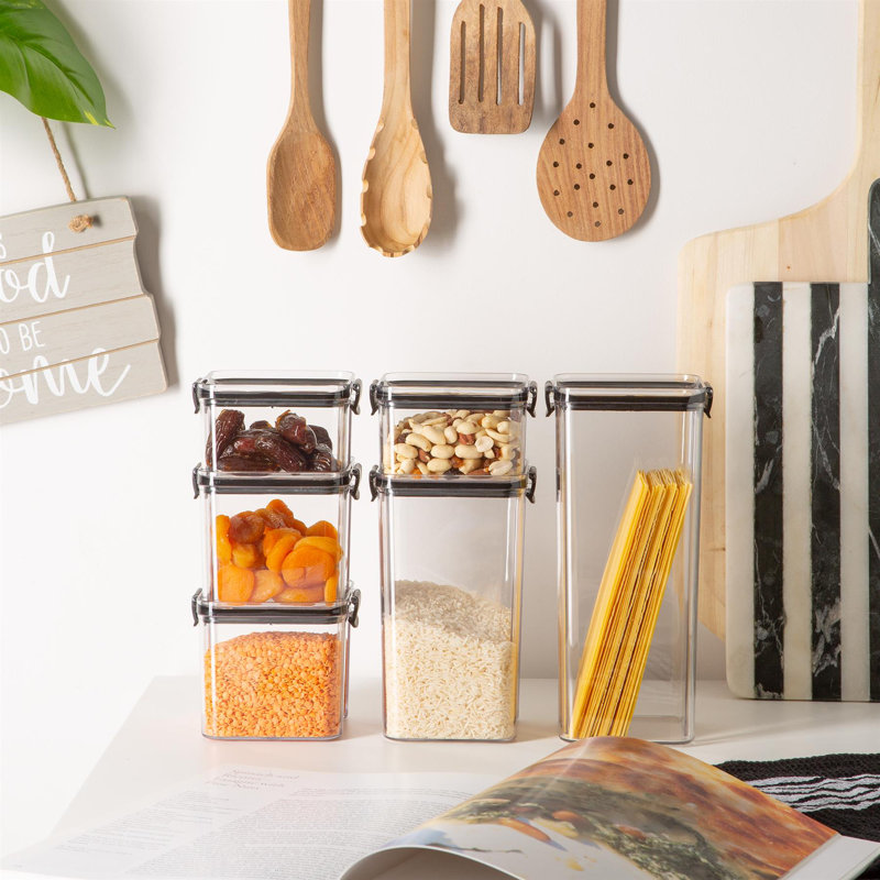 Argon Tableware Food Storage Container - Set of 6 - (4 Sizes), Black
