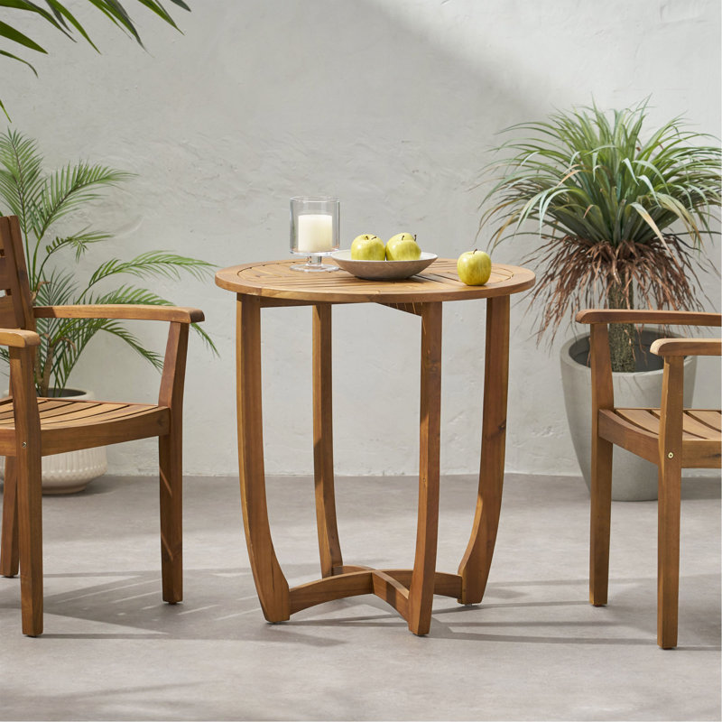 Table d'appoint d'extérieur ronde en bois d'acacia