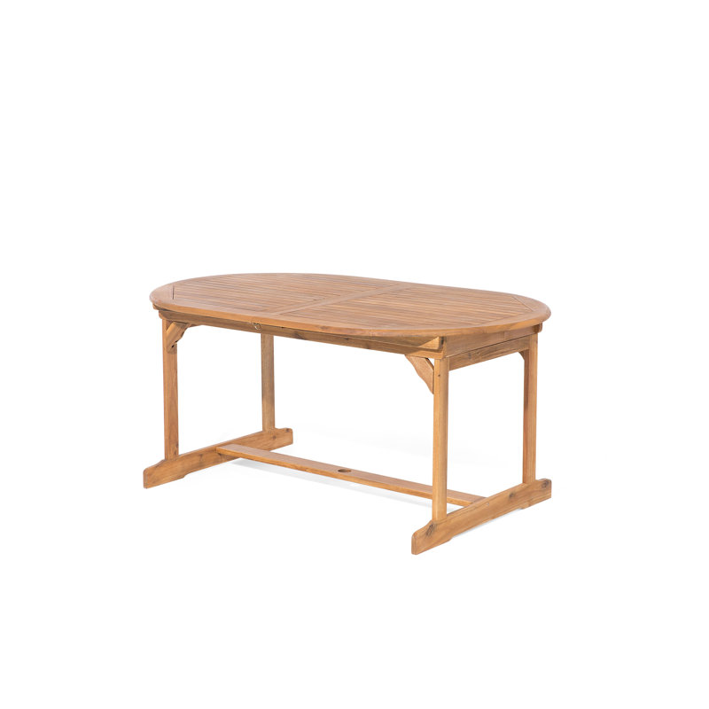 Jodie Oval Acacia Extendable Outdoor Dining Table With Umbrella Hole , 160cm cm W 100cm cm D