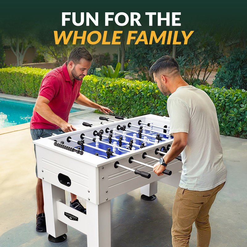 Highlander 55'' White Outdoor Foosball Table with Aluminum Rods
