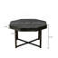 Table basse rétro en bois à motif patchwork octogonal avec pieds croisés en métal, pour un décor campagnard et une utilisation efficace de l'espace.-1186610916