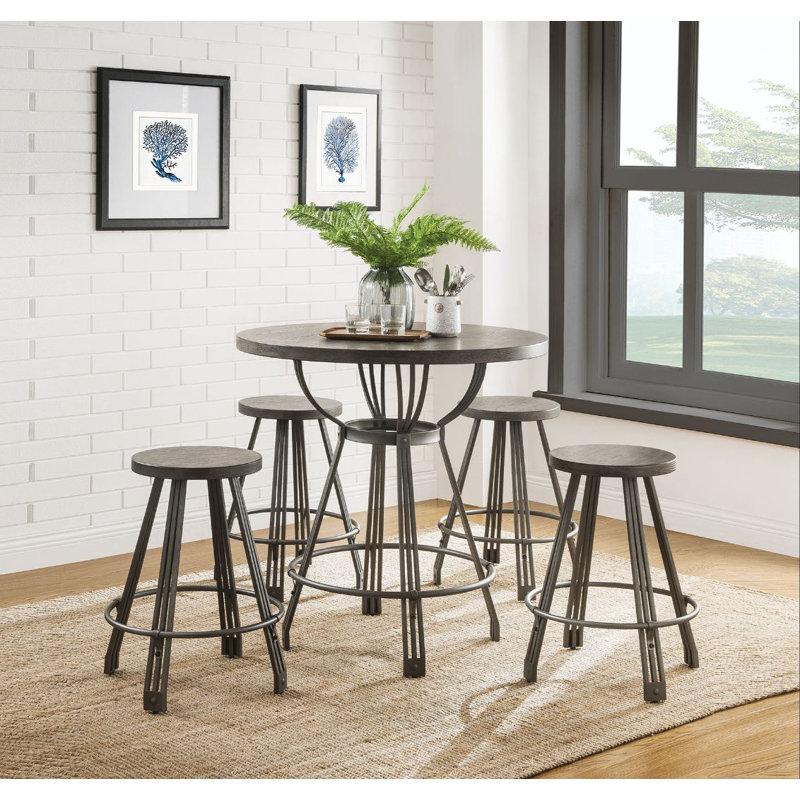 Bopp 5-Piece Dining Set in Gray Oak and Gunmetal