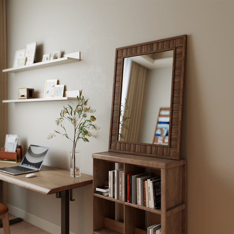 Miroir mural rustique rustique Farmhouse, Bois brun foncé