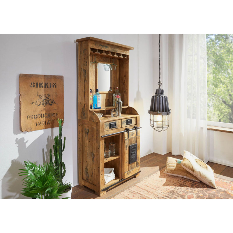 Railway 75cm Solid Wood Bar Cabinet