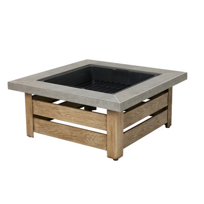 34-Inch Wood-Burning Fire Pit Table with Geometric Cut-Out Design, Durable Steel Construction
