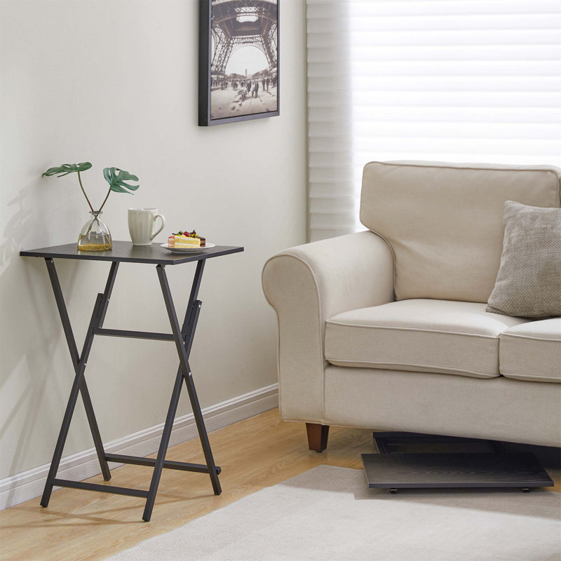 Table-plateau pliante 2 pièces sans assemblage, portable et peu encombrante pour les petits espaces de vie, Noir