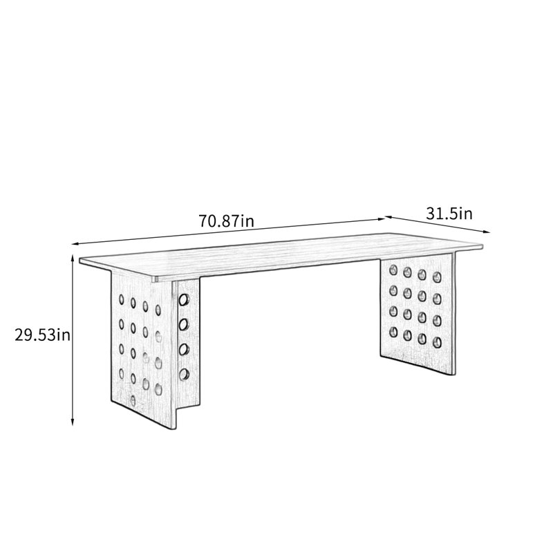 Modern Simple Solid Ash Dining Table., 29.53"H x 70.87"L x 31.5"W