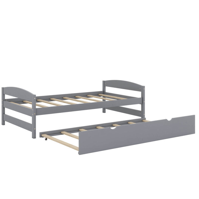 Twin Platform Bed with Trundle, Gray