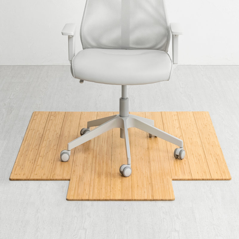 Standard 8mm Thick Bamboo Chair Mat – Anti-Slip, Straight Cut, Designed for Hard Flooring, 44" W x 52" D, Included, Natural