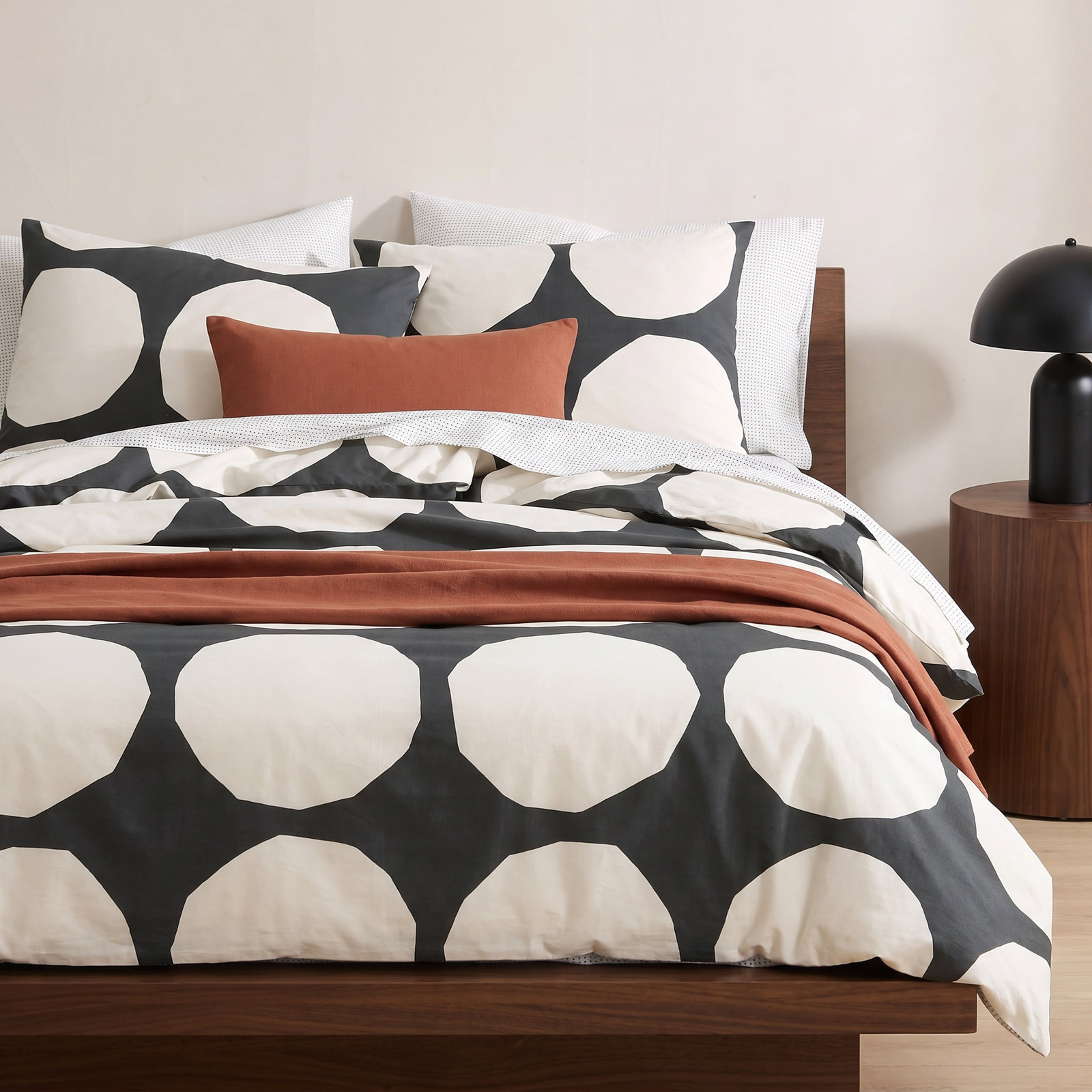 Marimekko Kivet Grey Cotton Duvet Cover Set, King Duvet Cover + 2 King Shams