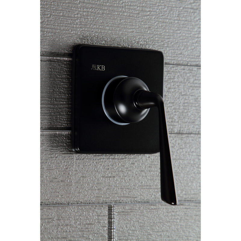 Kingston Brass Single-Handle Wall Mount Three-Way Diverter Valve with Trim Kit, Matte Black