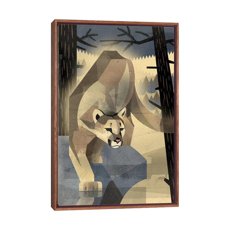 Mountain Lion by Dieter Braun - Print on Canvas, 66.04 cm H x 45.72 cm W, Classic Brown Wood Framed