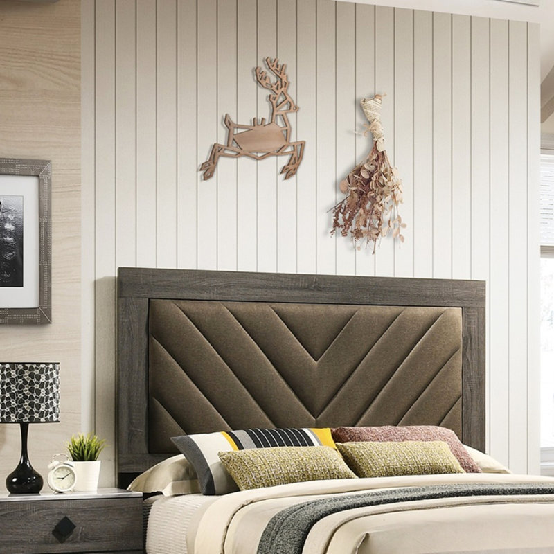 Cadre de lit contemporain 1Pc, Grand lit, Grey/Brown