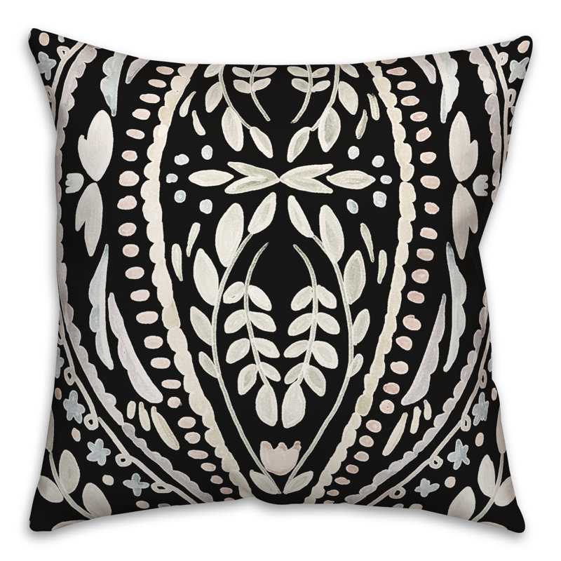 Housse et insert de coussin extérieur d'extérieur, Noir, Floral 2