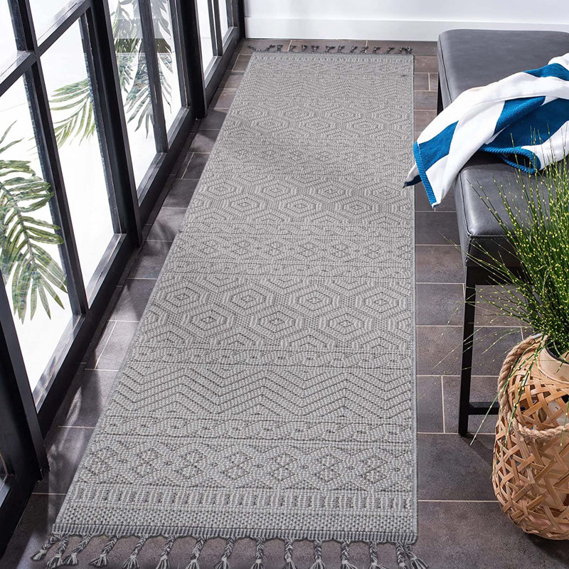Tapis d'intérieur / extérieur à motif géométrique Collection, Tapis de couloir 2 pi 2 po x 8 pi