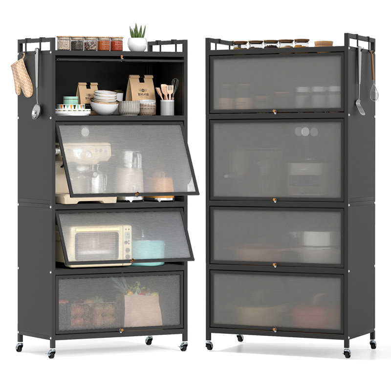 162cm Kitchen Pantry, Black