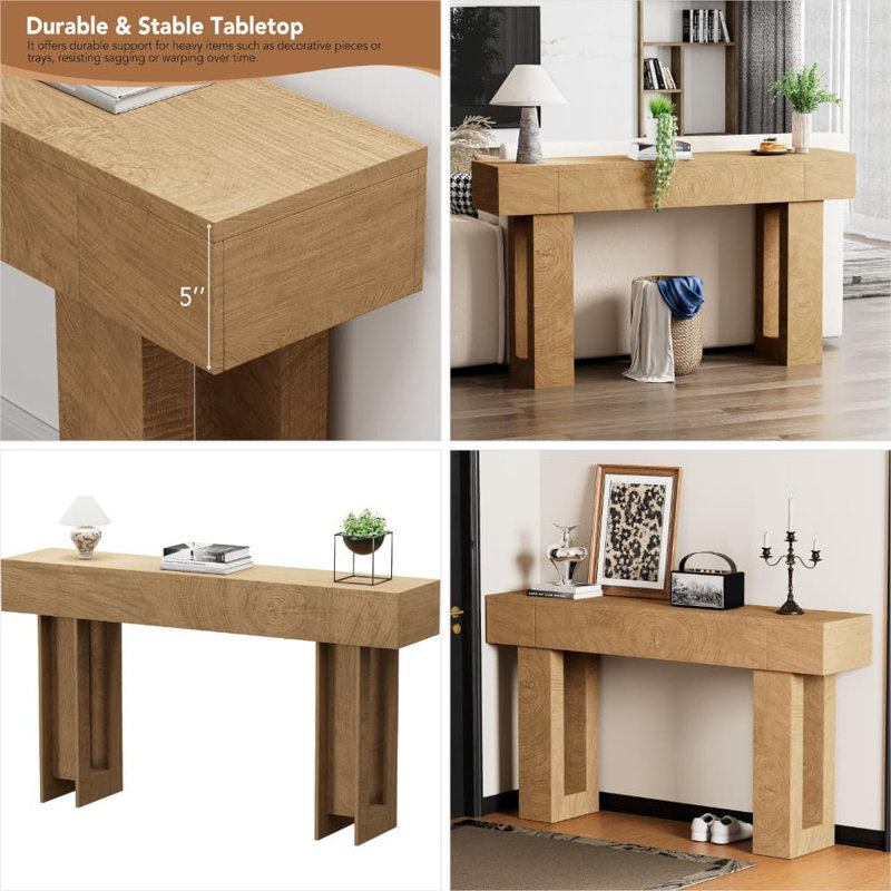 Console Farmhouse pour canapé derrière le canapé, 63 pouces de long, canapé étroit avec finition rustique patinée, meubles de salon pour le couloir d'entrée