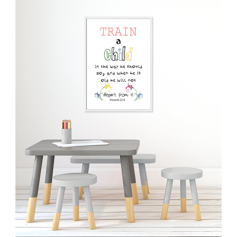 «Train a Chile Train a Child», impression sur papier, H 34,5 po x l 24,5 po x P 1,18 po, Encadré de boîte blanc