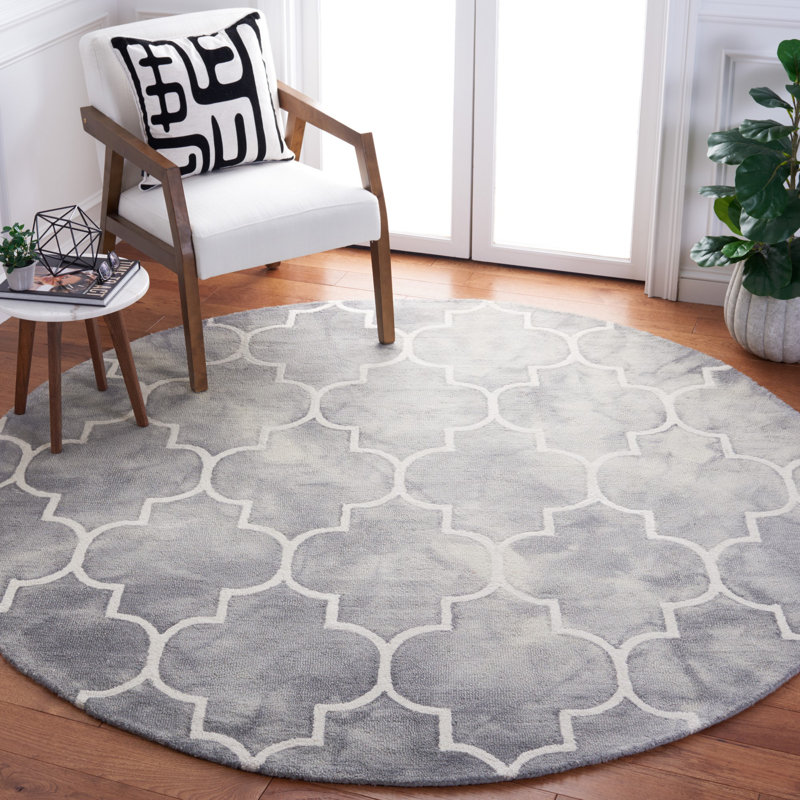 Daviston Hand Tufted Wool Geometric Rug, Round 5'