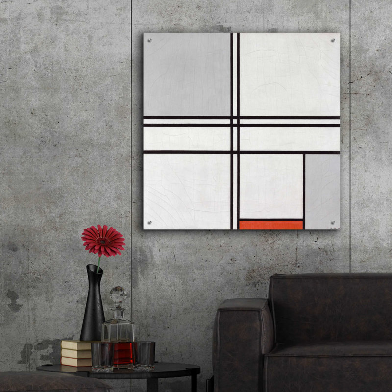"Composition No. 1 gris et rouge, 1935" par Piet Mondrian, H 36 po x l 36 po x P 0,2 po