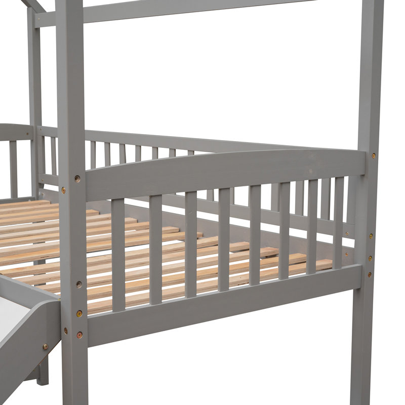 Lit mezzanine simple avec glissade Soild, gris