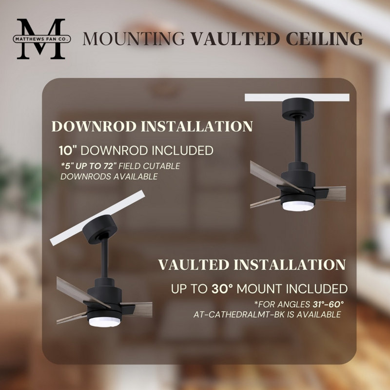 Alessandra - Three Blade Transitional Ceiling Fan -LED, Matte Black, Matte Black, 56"