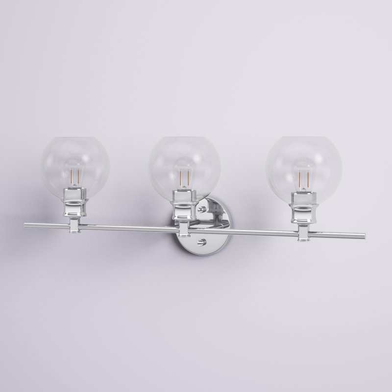 Éclairage pour meuble-lavabo en verre Drinkard, Transparent, Chrome, 3 lumières