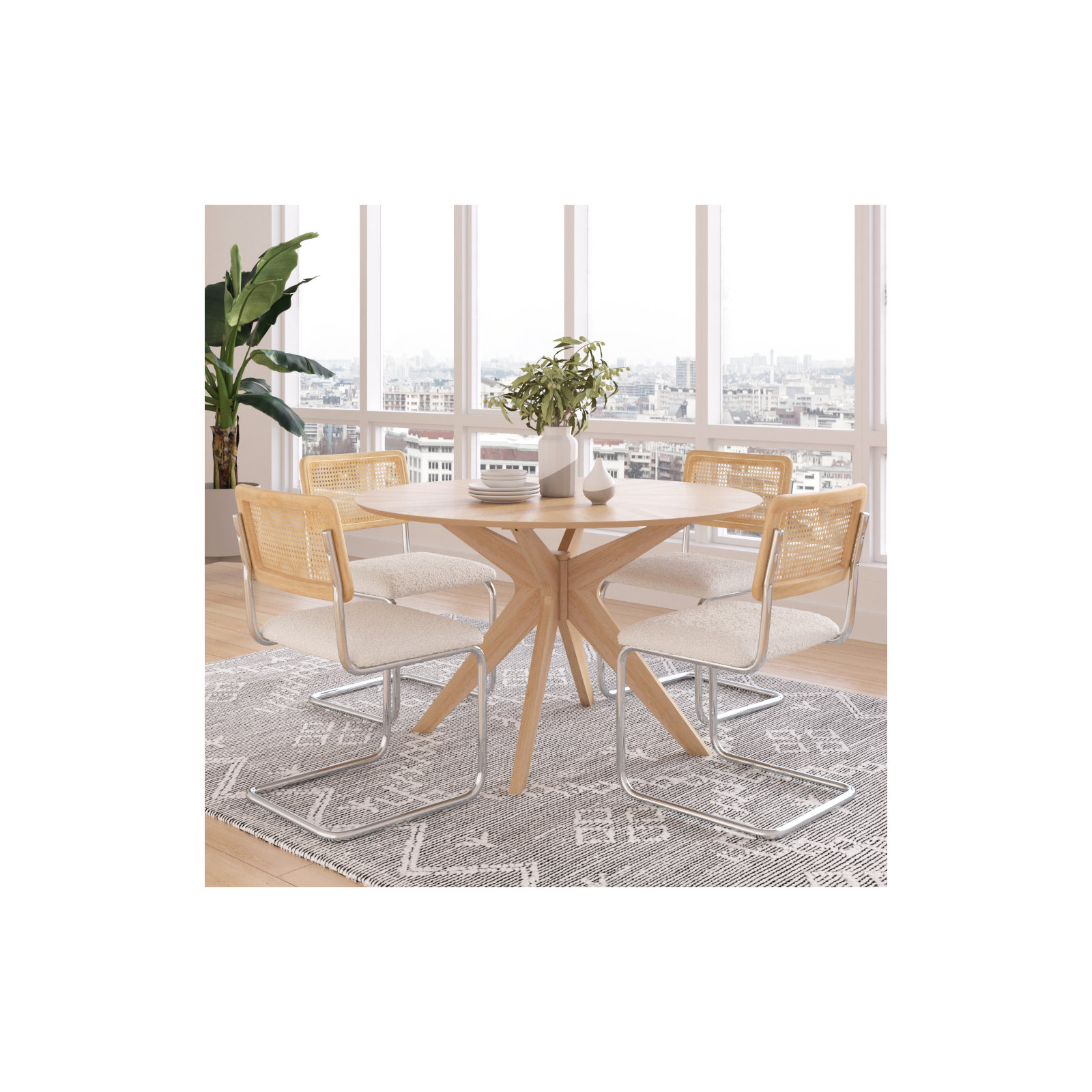 Fenway 47" Wood Dining Table, Natural Top/Natural Base