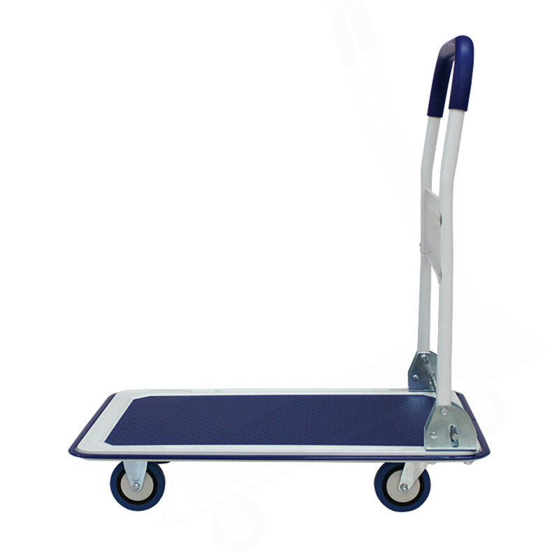 330 lb Chariot à plat capacité à roulettes pliable à main avec chariot, Bleu