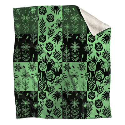 Green Botanical Patchwork Blankets