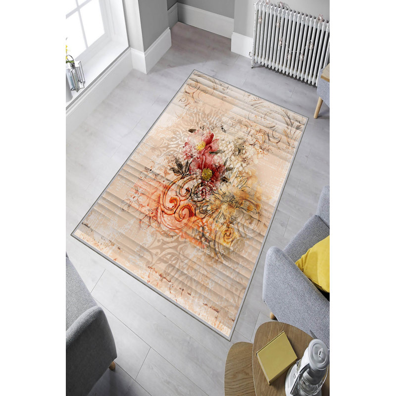 Soft Hall Carpet 2.6 x 4.9 Feet | 100% Polyester, 0.04 in Pile Height | Antibacterial, Non-Slip Underside | Woven with 3D Digital Printing | Machine Washable | Durable & Stylish for Entryways & Living Rooms