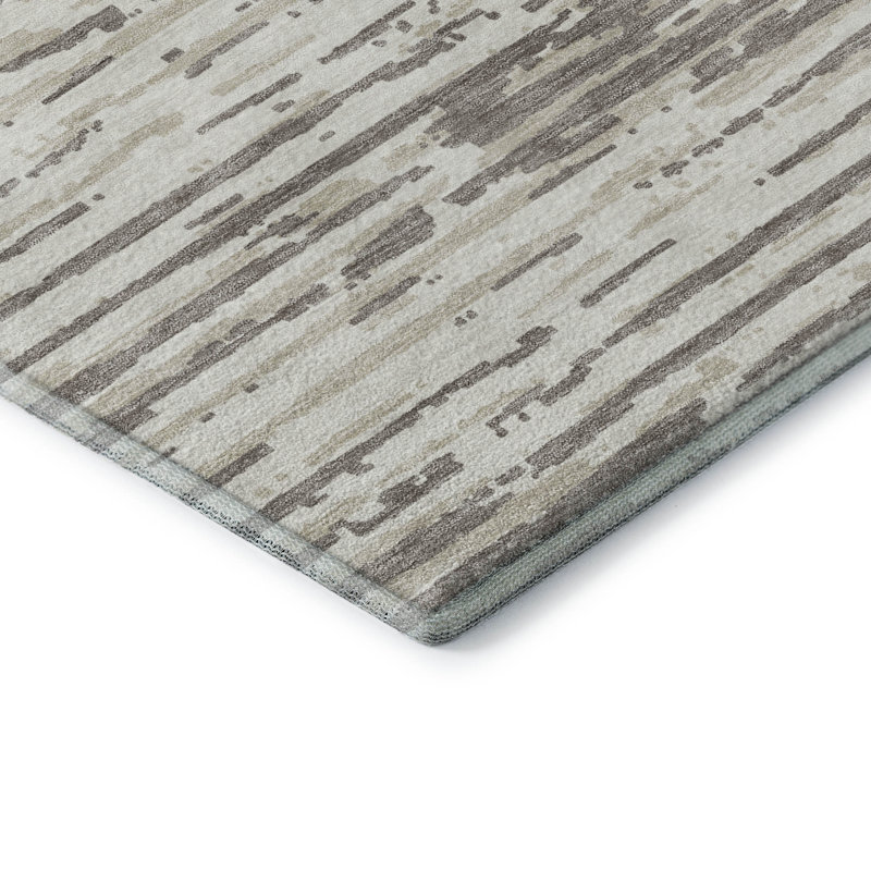 Tapis taupe Prisco lavable à la machine de qualité supérieure, Rectangulaire 8 pi x 10 pi