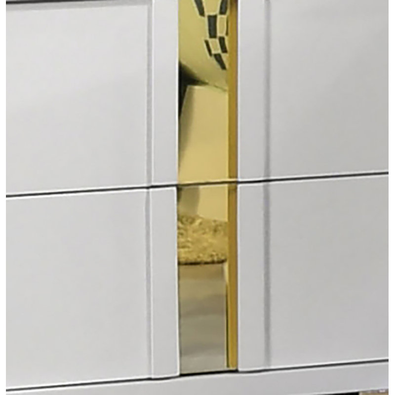 Commode 6 tiroirs avec miroir Riegel, Blanc / Doré