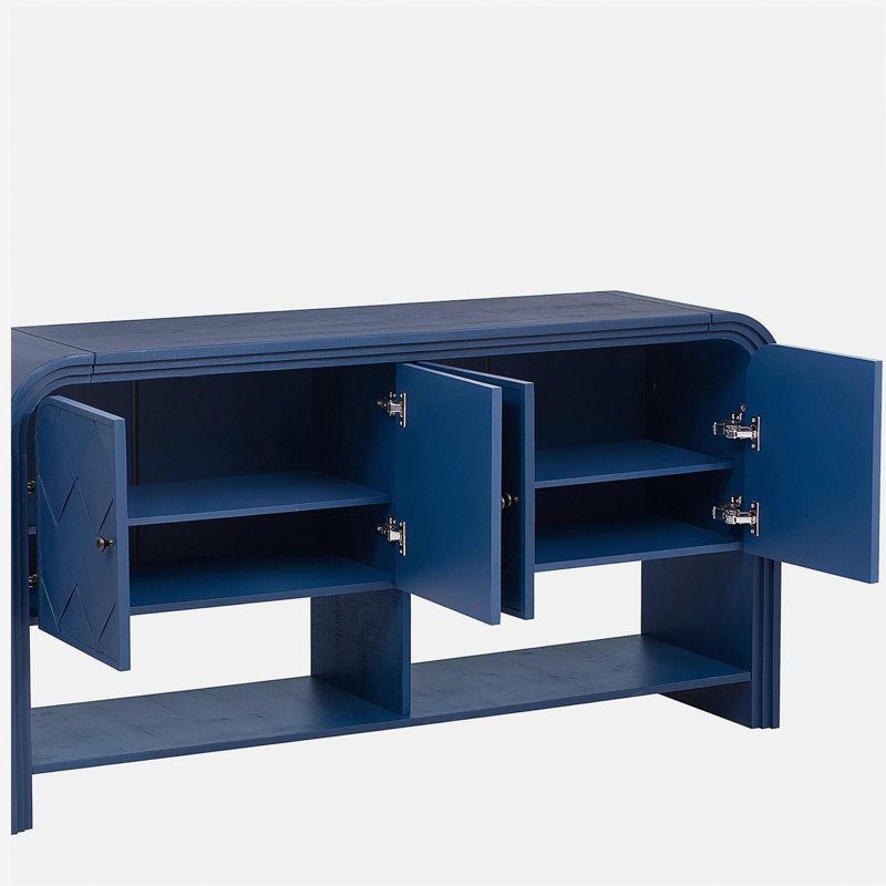 Console polyvalente avec lattes en bois tissé et placage de bois massif, convenant à un vestibule, un couloir, un salon, un vestibule, un couloir