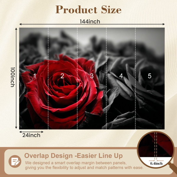 Red Barrel Studio Peel and Stick Wallpaper Romantic red rose black ...