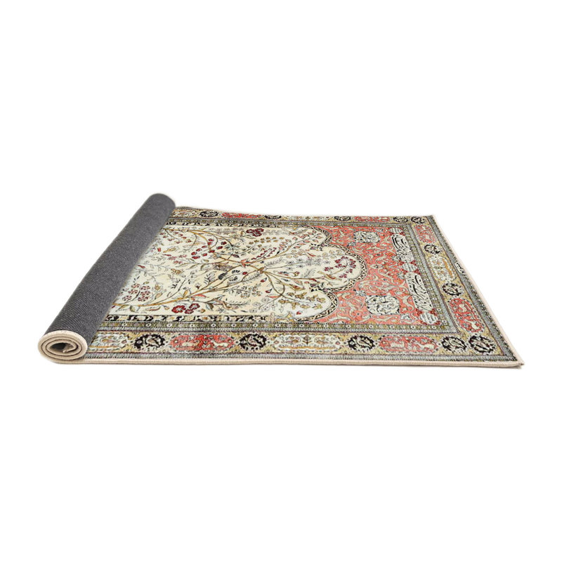 Tapis oriental vert / rouge / crème Nelly, Rond 7 pi