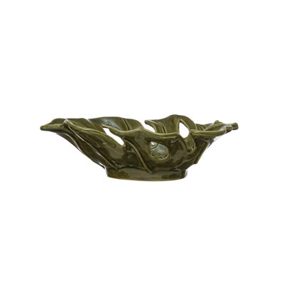 Stoneware Leaf Shaped Bowl Reactive Glaze