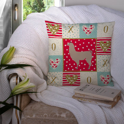 Coussin extérieur 14 po x 14 po Lama Love