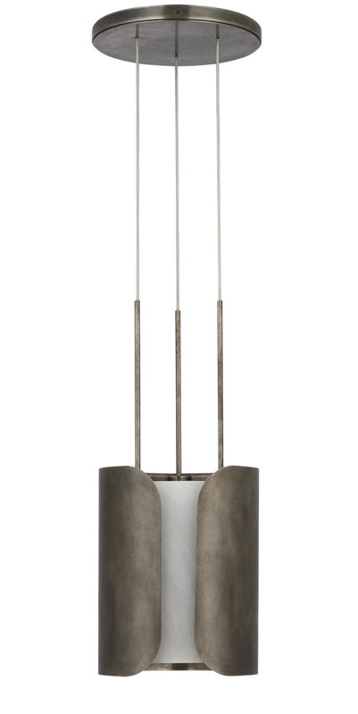 Anne-Marie Barton Armise Pendant with Nova Frost, Mottled Pewter, 245.25" H x 11" W, White