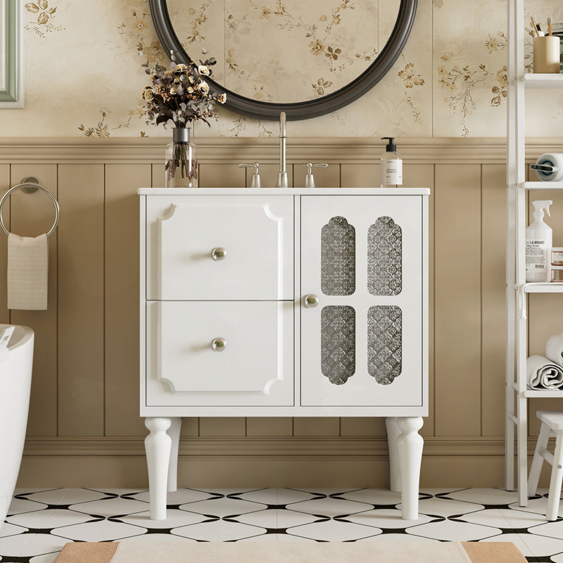 Solid Wood Frame Bathroom Storage Cabinet