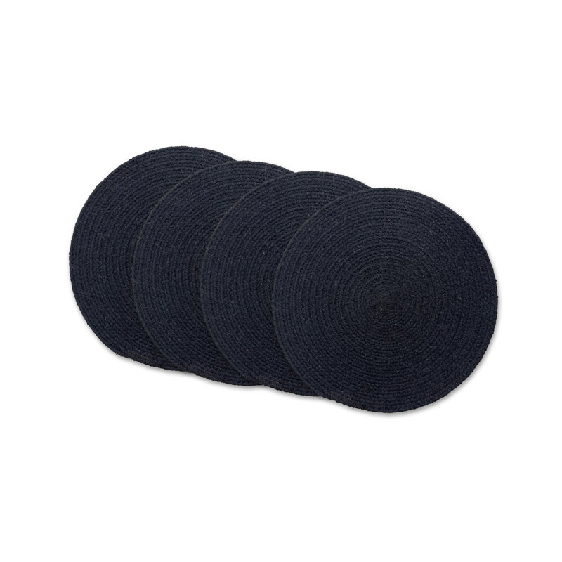 Napperon en coton 4 pièces, Noir
