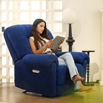 EONIX Power Rocker Recliner Chair, Lazy Boy Recliner Rocking Chair for Adults and Nursery, Electric Recliner Chair with Heat and Massage for Living Room, Bedroom, Study Room, Relaxation, Navy Blue