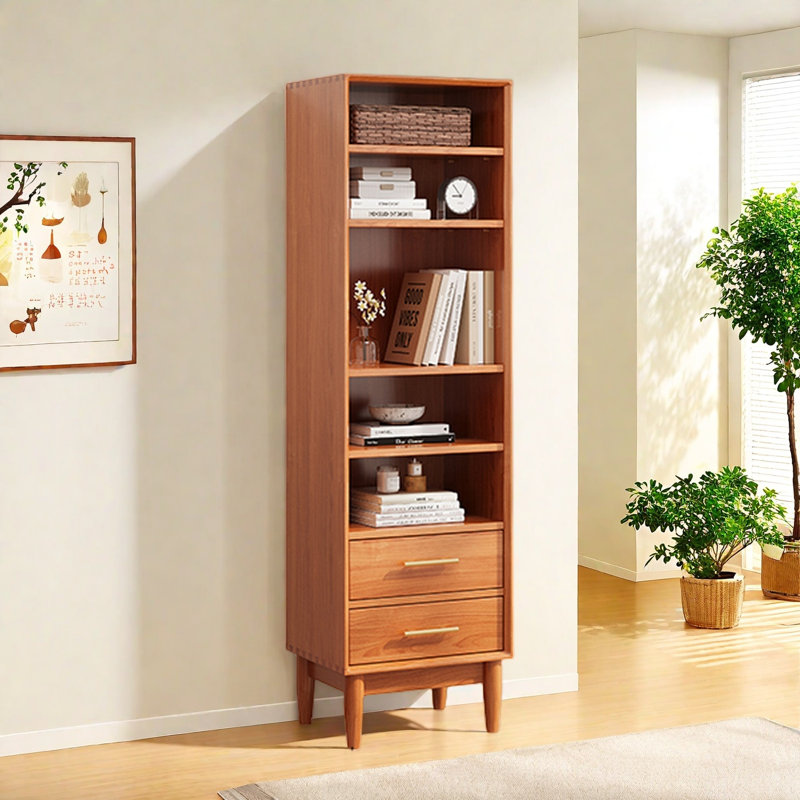 Bibliothèque moderne, simple et tendance, (6 tablettes) H 62,2 po x l 19,6 po x P 13,7 po, Brun
